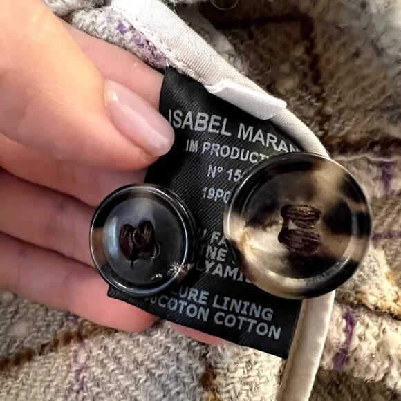 ISABEL MARANT ÉTOILE Lyra wool-blend tweed jacket size 38 S beige SW - Picture 9 of 12